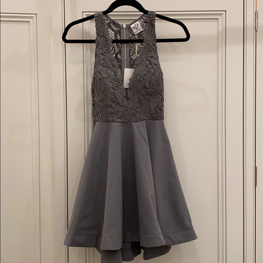 Angel Biba Grey Lace bodice swing dress, size 8